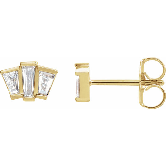 14K Yellow 1/3 CTW Diamond Geometric Cluster Earrings