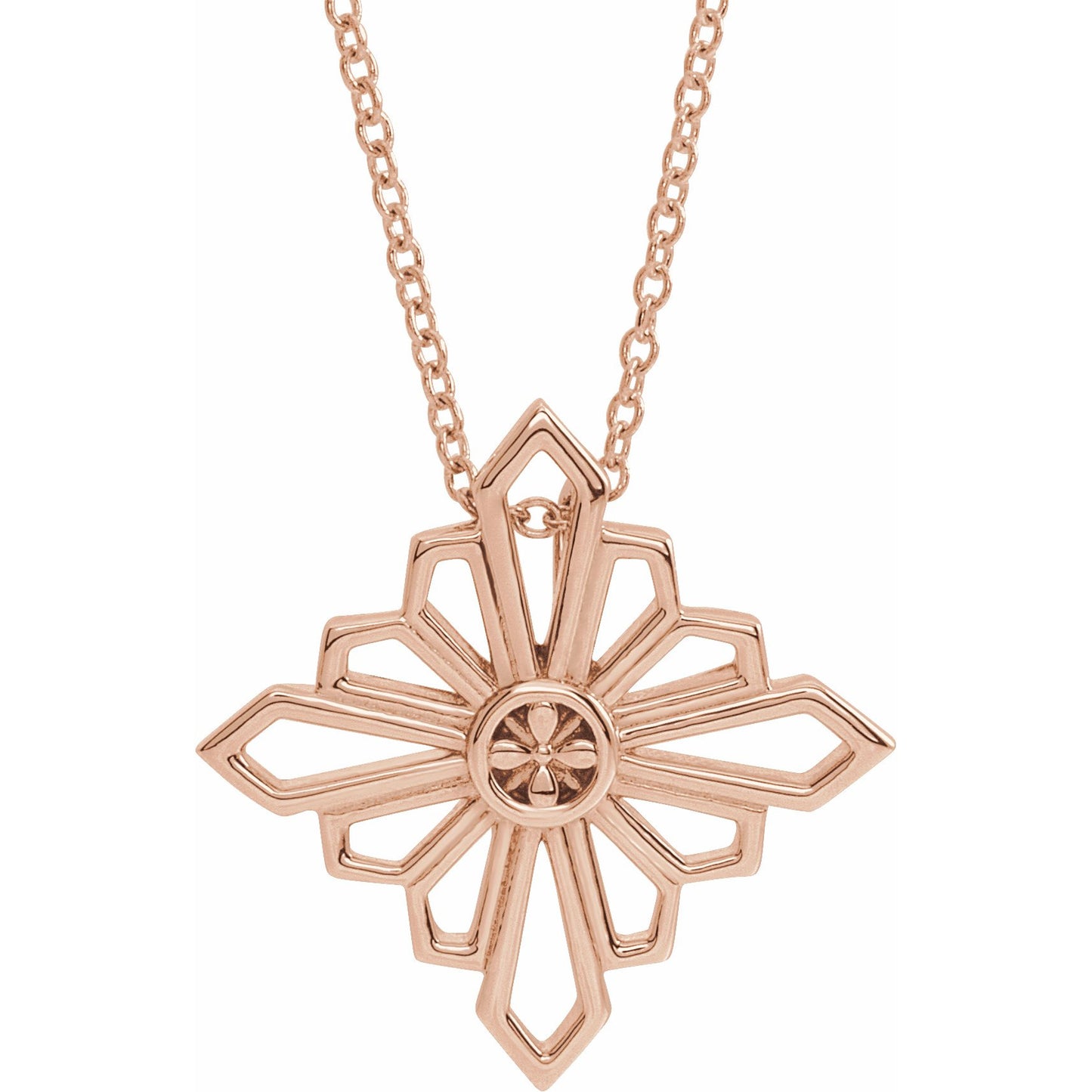 14K Rose Vintage-Inspired Geometric 16-18 Necklace