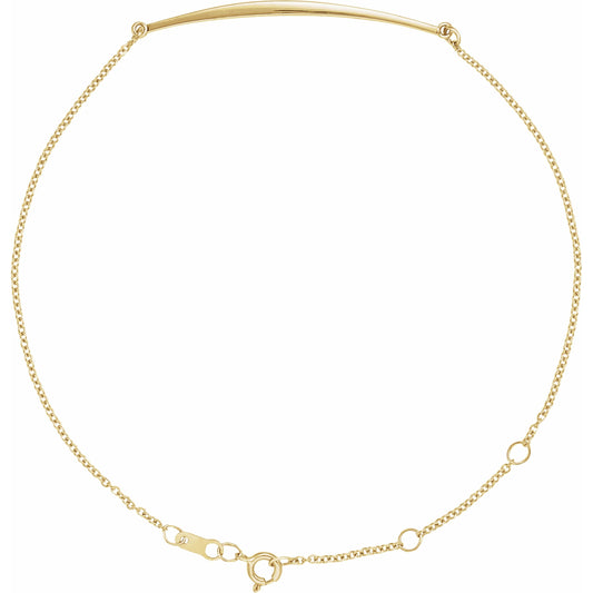 14K Yellow Curved Bar 6 1/2-7 1/2 Bracelet