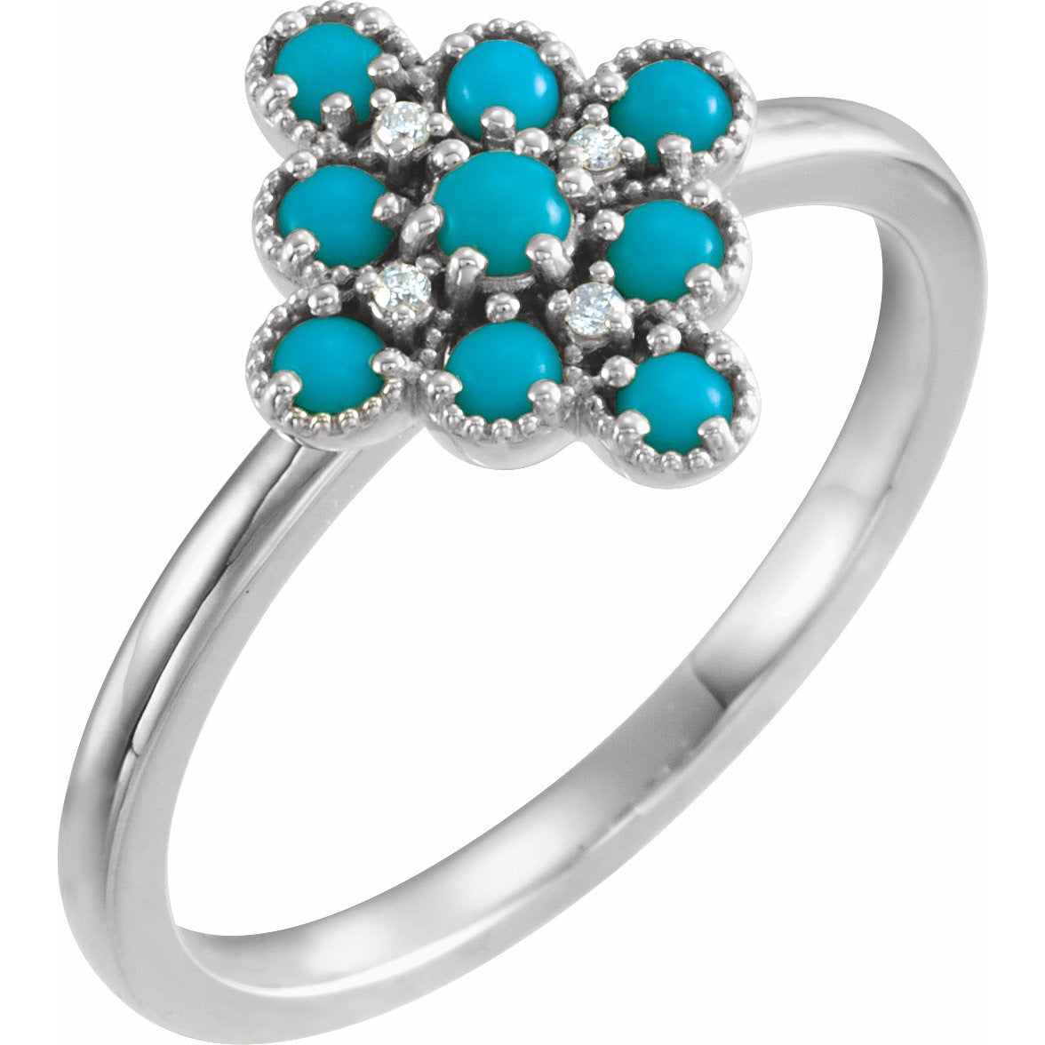 14K White Turquoise & .02 CTW Diamond Ring