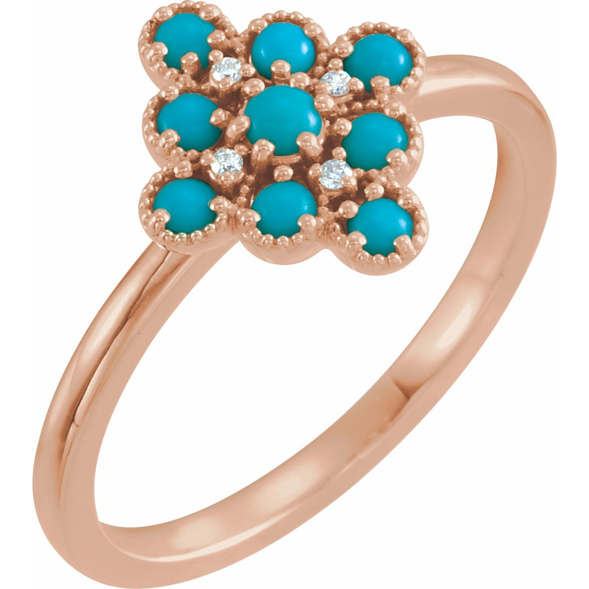 14K Rose Turquoise & .02 CTW Diamond Ring