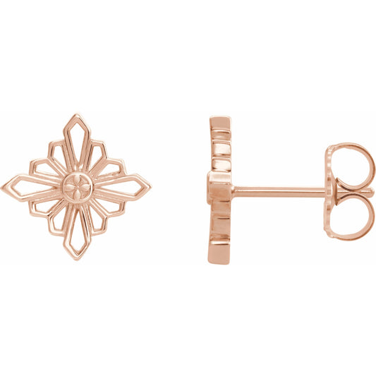 14K Rose Geometric Earrings with Backs