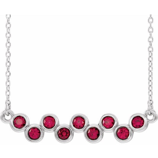 14K White Ruby Bezel-Set Bar 16-18 Necklace