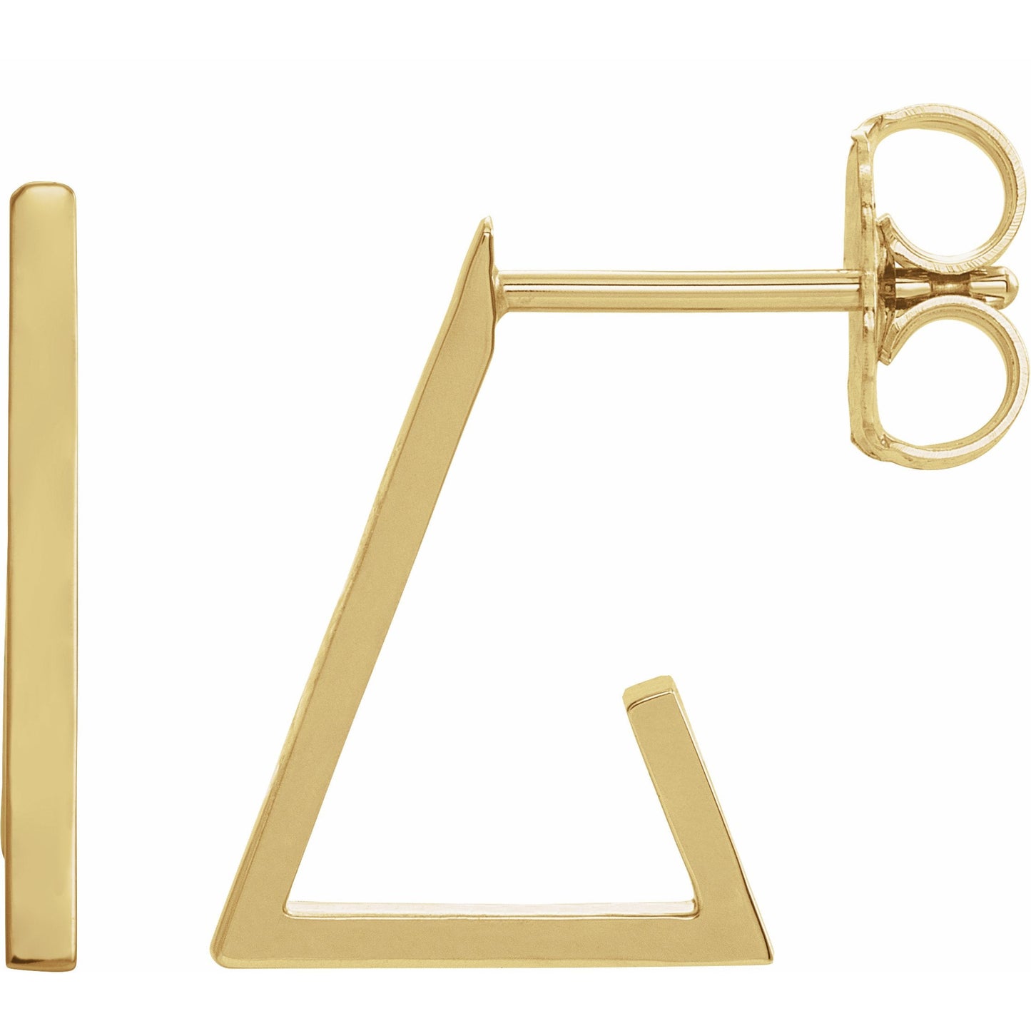 14K Yellow Triangle Hoop Earrings