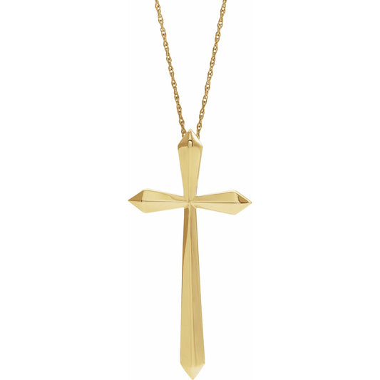 14K Yellow 38x18.5 mm Elongated Cross 20 Necklace