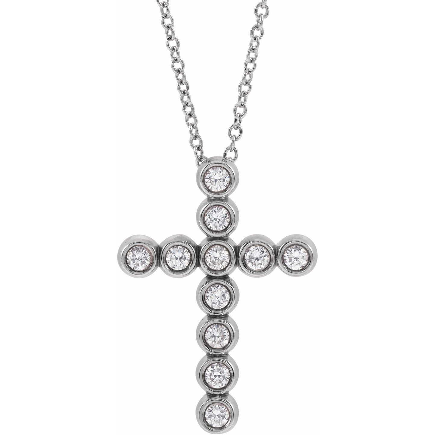 14K White 1/4 CTW Diamond Cross 16-18 Necklace