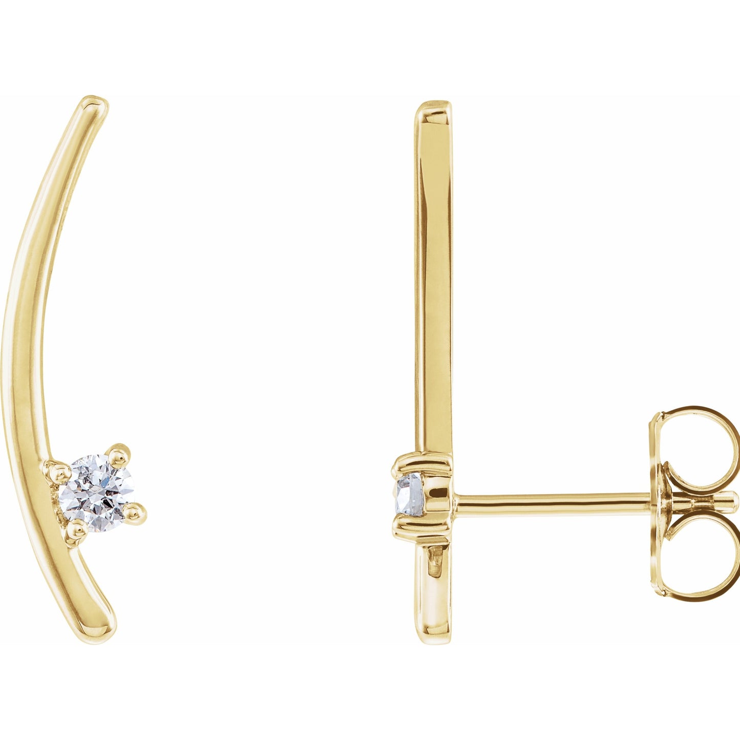 14K Yellow 1/8 CTW Diamond Ear Climbers