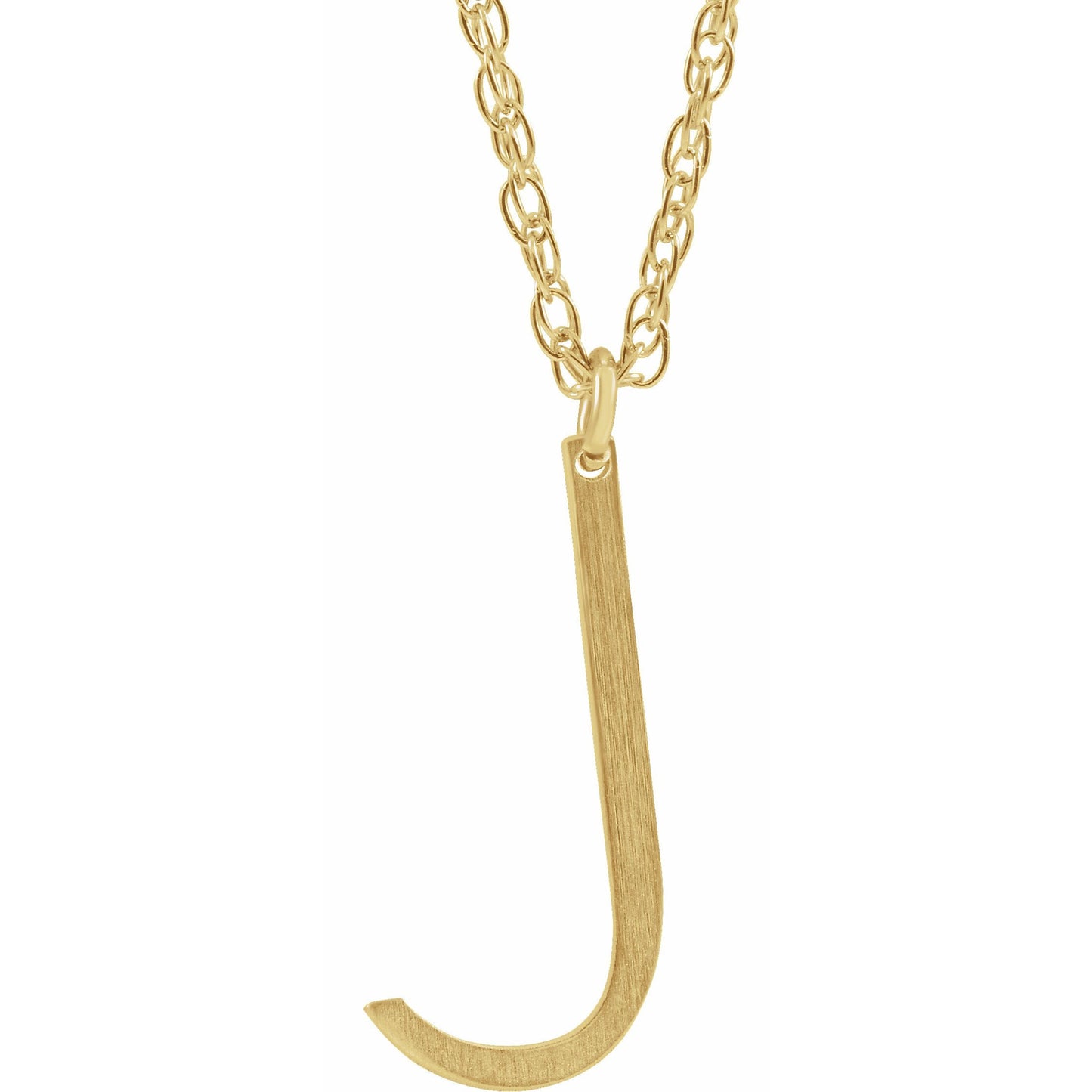 14K Yellow Block Initial J 16-18 Necklace with Brush Finish