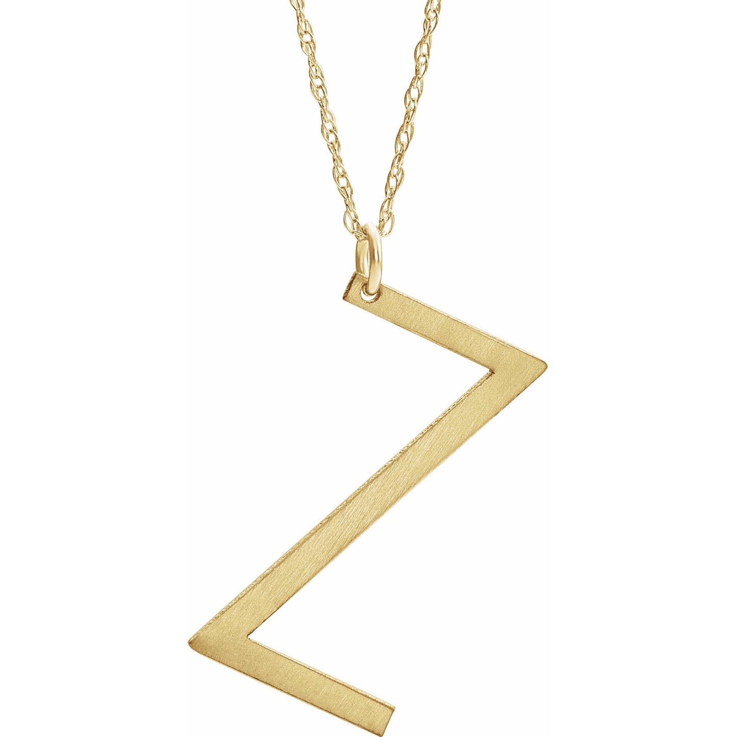 14K Yellow Block Initial Z 16-18 Necklace with Brush Finish