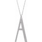14K White Block Initial A 16-18 Necklace with Brush Finish