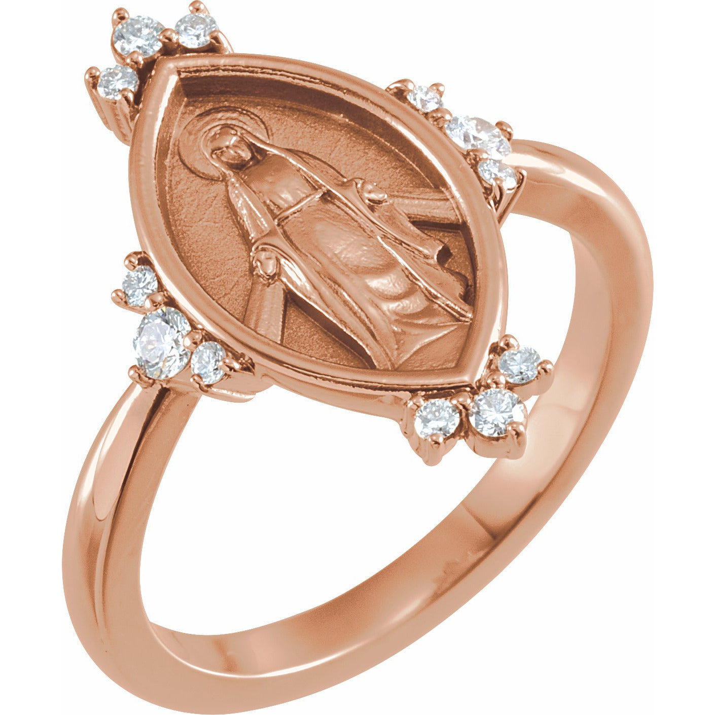 14K Rose 1/5 CTW Diamond Miraculous Medal Ring