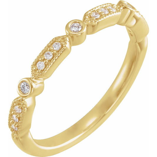 14K Yellow 1/8 CTW Diamond Anniversary Band