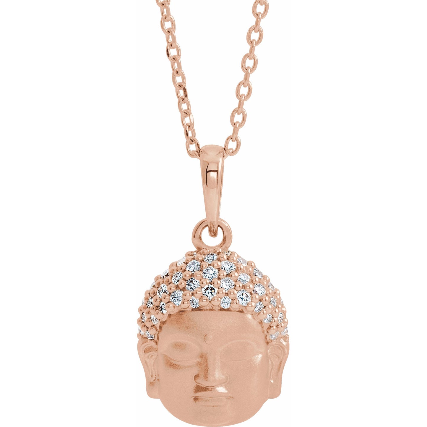 14K Rose 1/8 CTW Diamond Buddha 16-18 Necklace