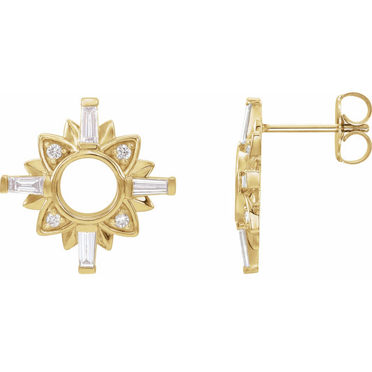14K Yellow 1/2 CTW Diamond Starburst Earrings