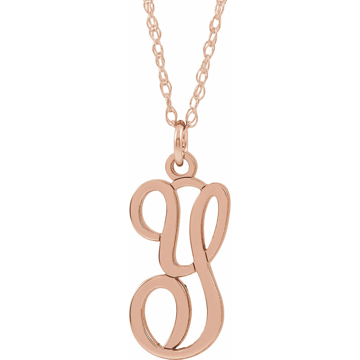 14K Rose Script Initial Y 16-18 Necklace