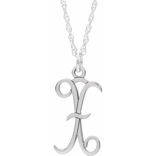 14K White Script Initial X 16-18 Necklace