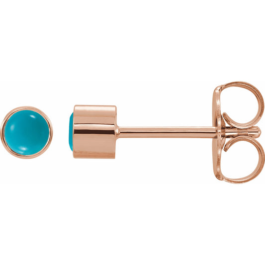 14K Rose Turquoise Bezel-Set Earrings