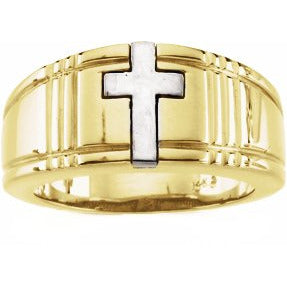 14K Yellow/White 3.5 mm Cross Band Size 10