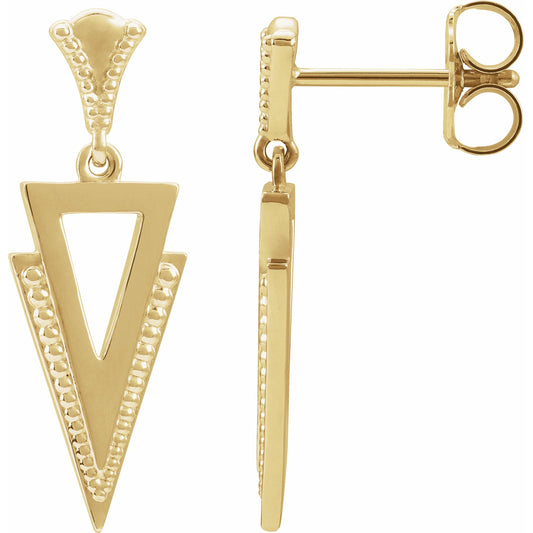 14K Yellow Geometric Dangle Earrings