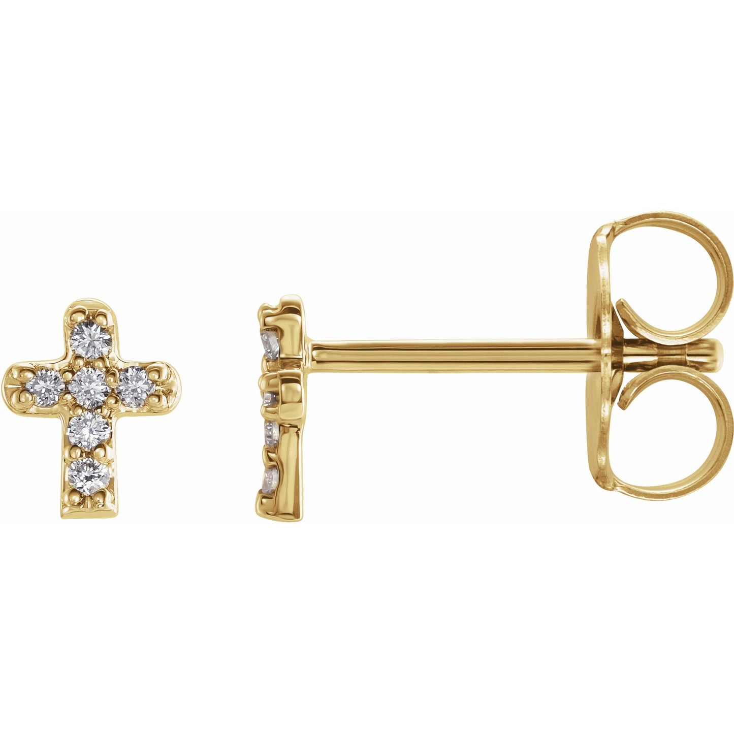14K Yellow .06 CTW Diamond Youth Cross Earrings