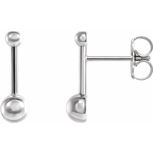 Platinum Bar & Ball Earrings