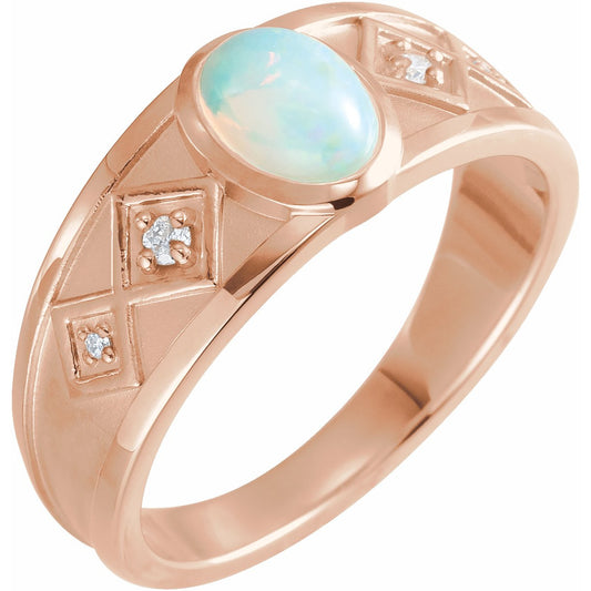 14K Rose Ethiopian Opal & .05 CTW Diamond Ring