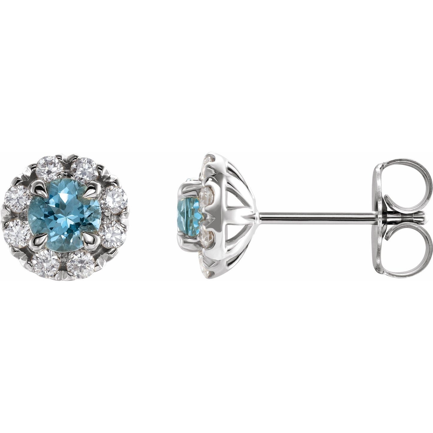 14K White Aquamarine & 1/3 CTW Diamond Earrings