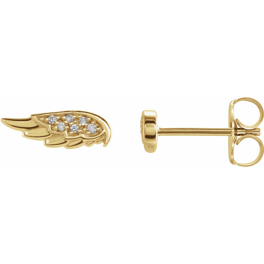 14K Yellow .03 CTW Diamond Angel Wing Earrings