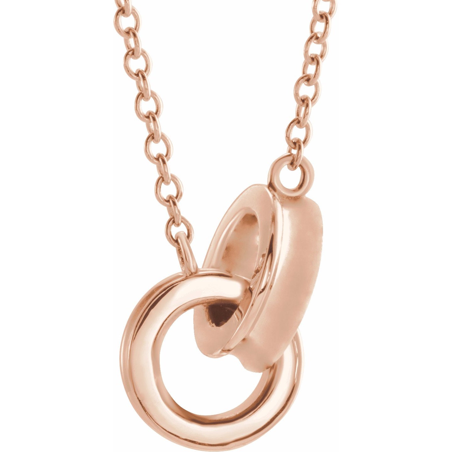 14K Rose Interlocking Circle 18 Necklace
