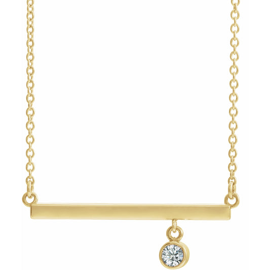 14K Yellow Diamond Bezel-Set 18 Bar Necklace