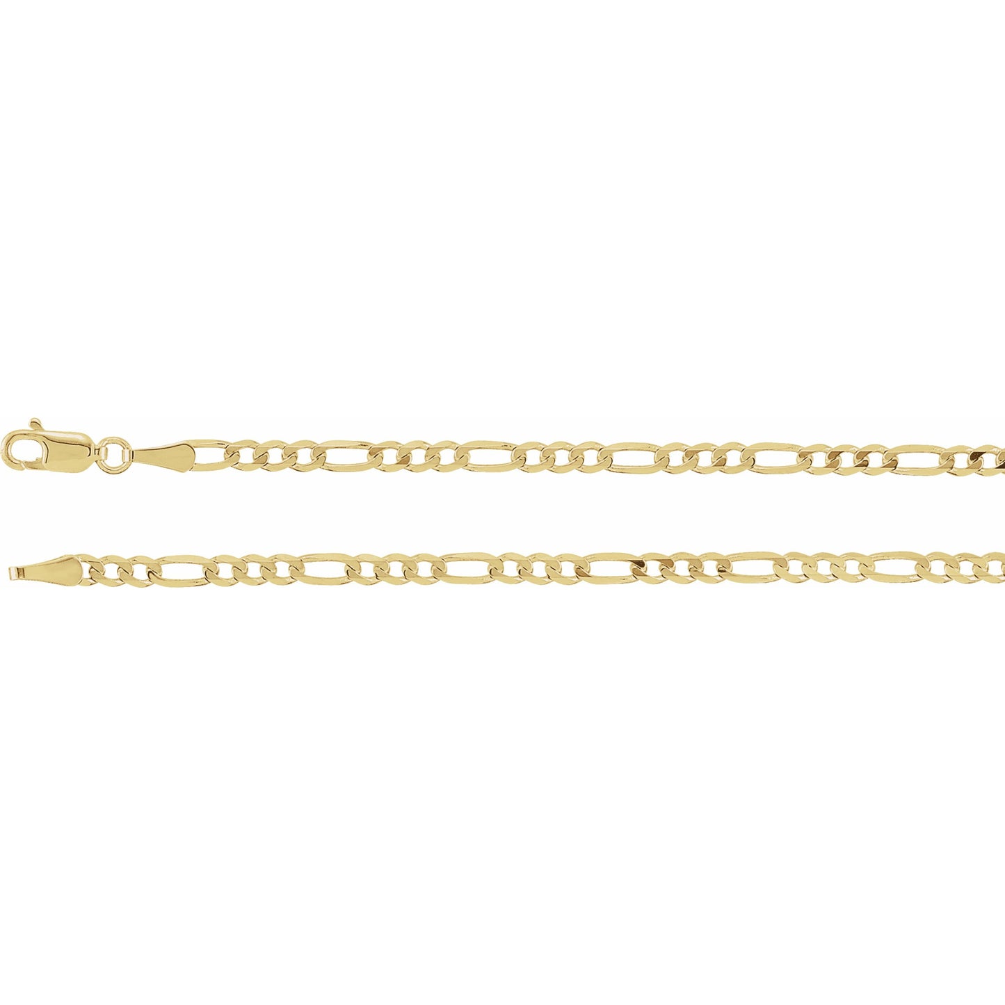14K Yellow 3 mm Solid Figaro 7 Chain