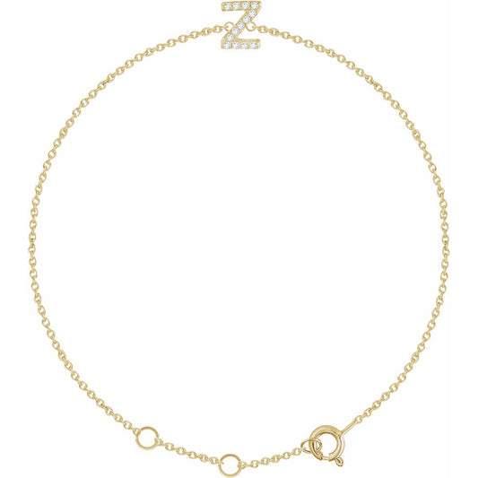 14K Yellow .06 CTW Diamond Initial Z 6-7 Bracelet