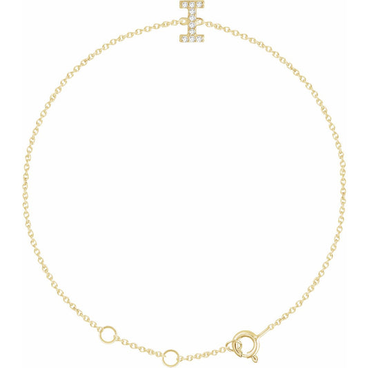 14K Yellow .05 CTW Diamond Initial I 6-7 Bracelet