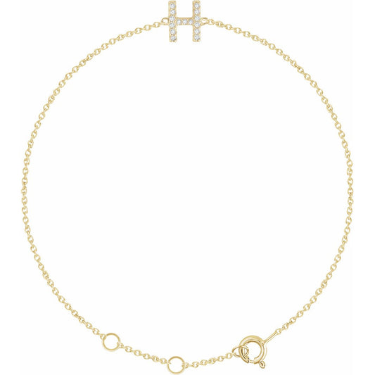 14K Yellow .06 CTW Diamond Initial H 6-7 Bracelet
