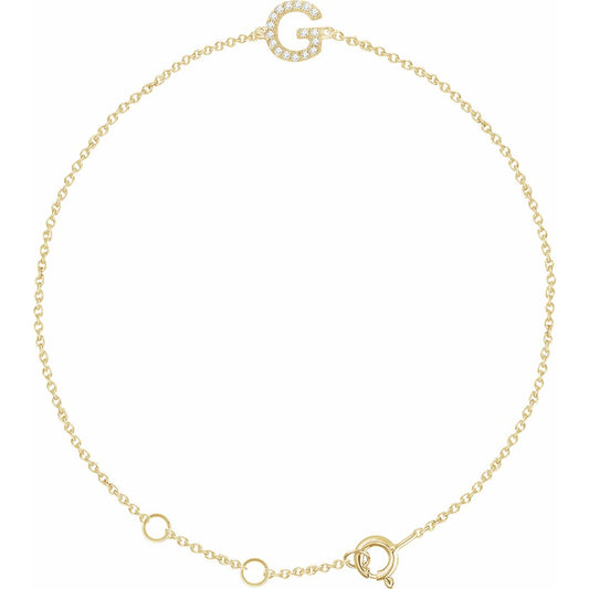 14K Yellow .05 CTW Diamond Initial G 6-7 Bracelet