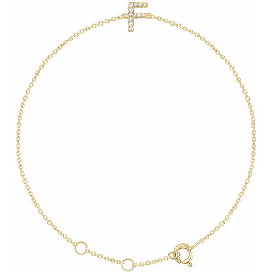 14K Yellow .05 CTW Diamond Initial F 6-7 Bracelet