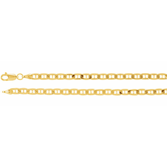 14K Yellow 3.7 mm Solid Curbed Anchor 7 Chain