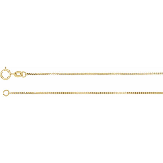 14K Yellow .75 mm Solid Box 7 Chain
