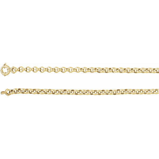 14K Yellow 6.5 mm Hollow Rolo 7 Chain