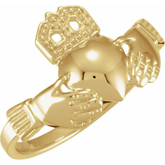 14K Yellow 12x14 mm Ladies Claddagh Ring