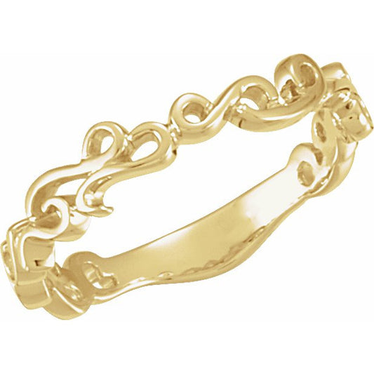 14K Yellow 4 mm Scroll Design Band