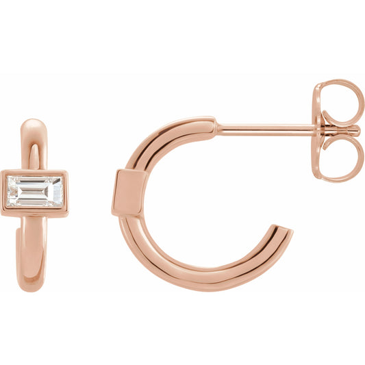 14K Rose 1/5 CTW Diamond J-Hoop Earrings