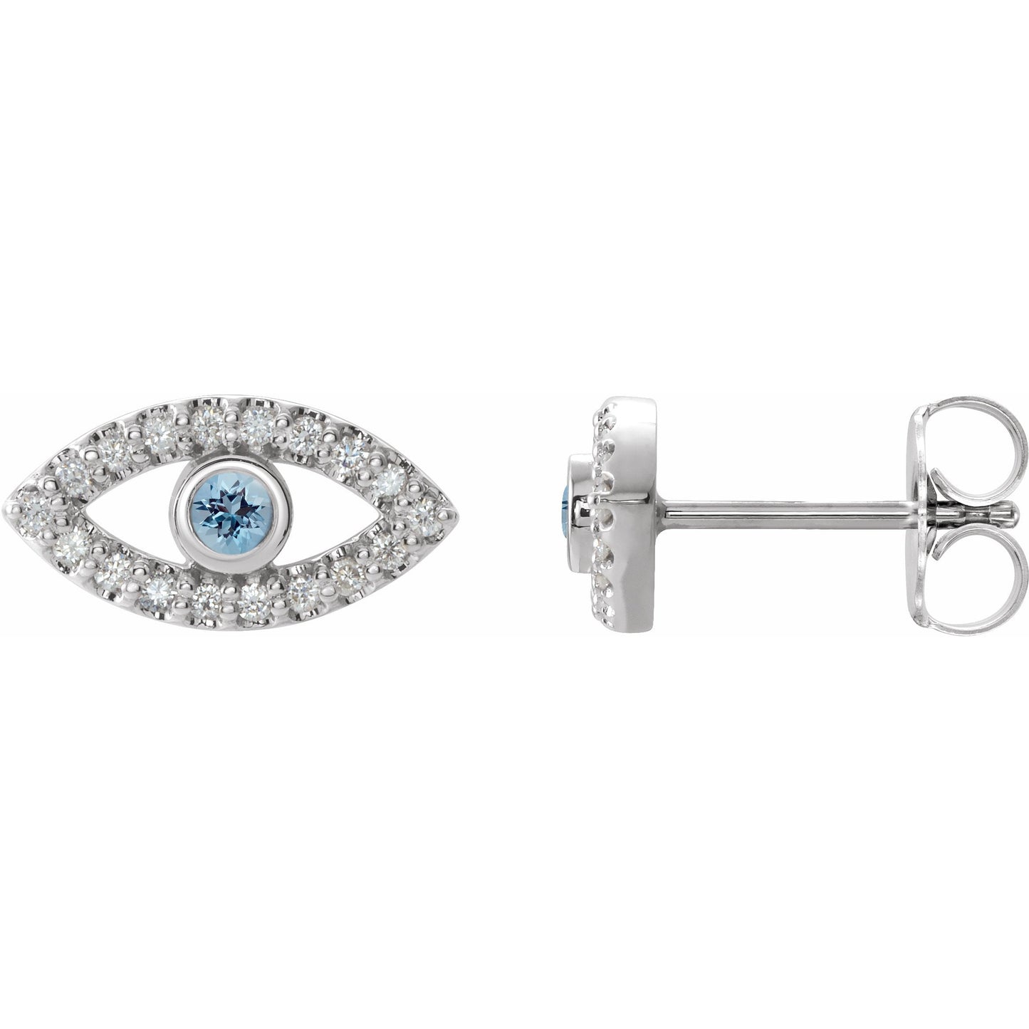 14K White Aquamarine & White Sapphire Earrings