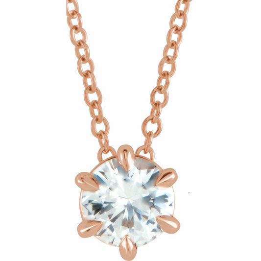 14K Rose 1/2 CT Diamond Solitaire 16-18 Necklace