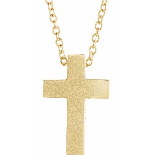 14K Yellow 13.5x9 mm Scroll Cross 16-18 Necklace