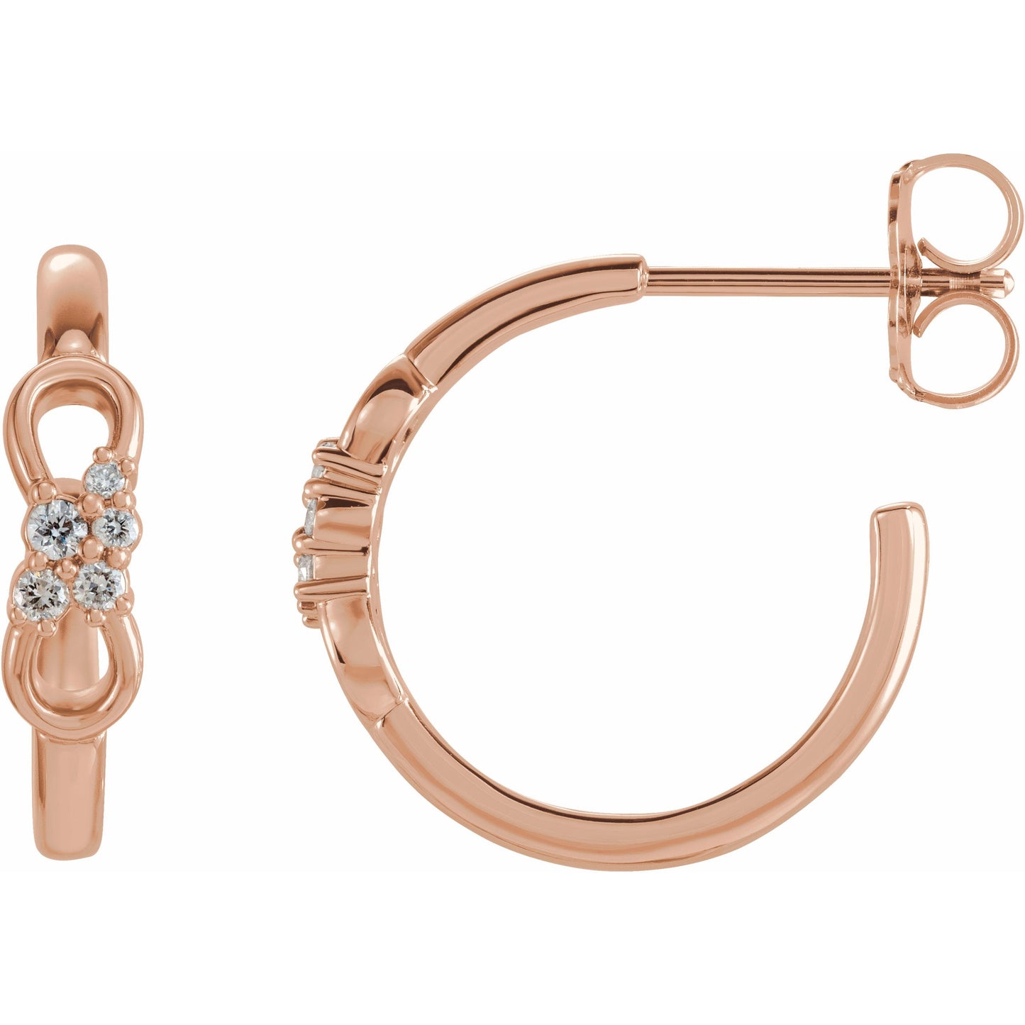 14K Rose .08 CTW Diamond Infinity-Inspired Hoop Earrings