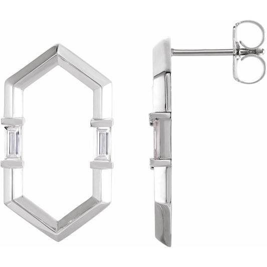 14K White 1/3 CTW Diamond Geometric Earrings