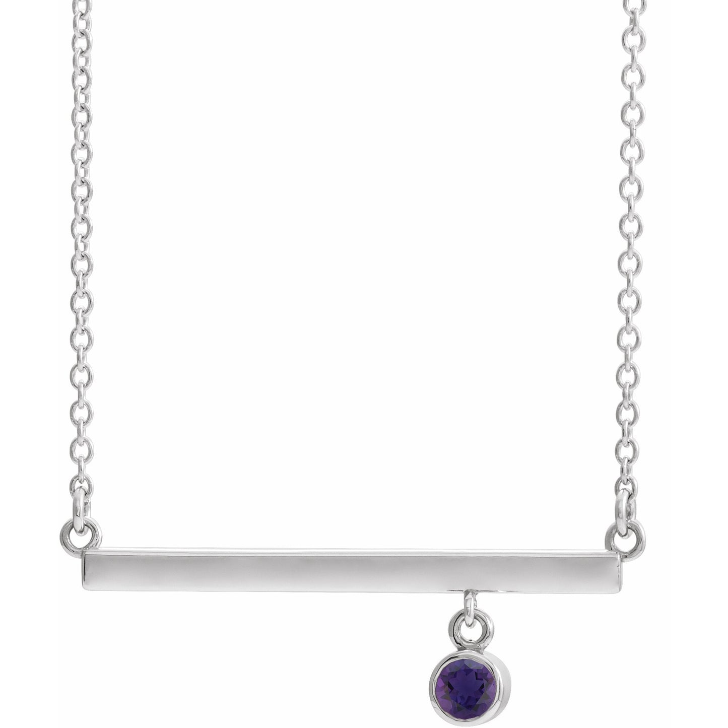 14K White Amethyst Bezel-Set 18 Bar Necklace