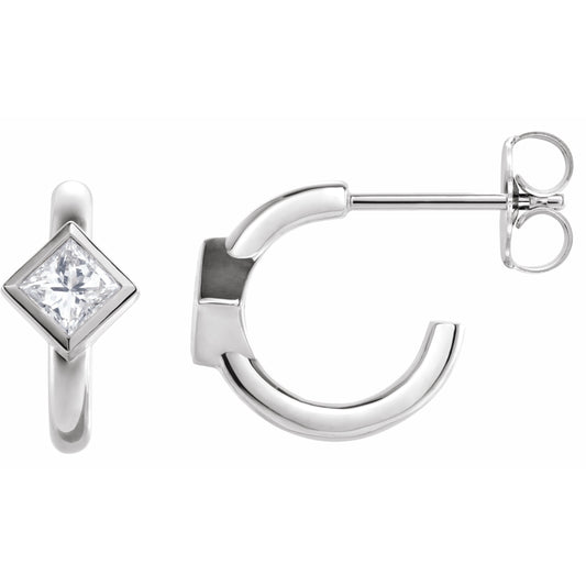 14K White 1/3 CTW Diamond Hoop Earrings