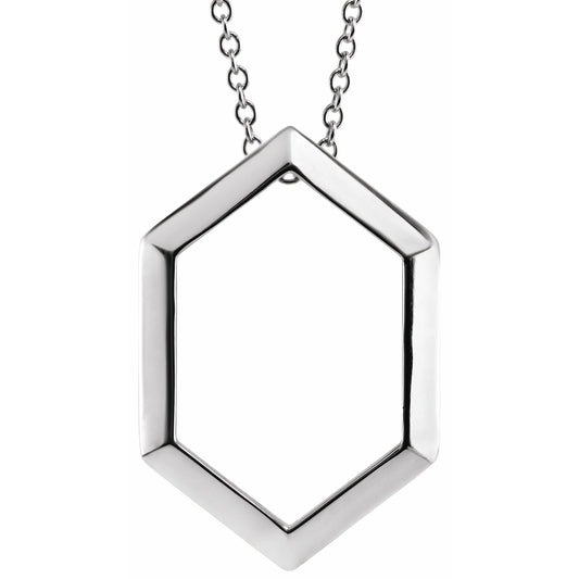 14K White Geometric 16-18 Necklace